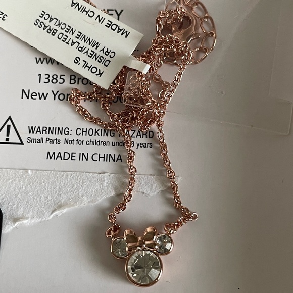 Disney's Minnie Mouse Rose Gold Tone Crystal Necklace - Picture 5 of 6